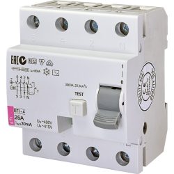 EFI áramvédő kapcsoló, AC osztály, 25A, 30mA, 4P