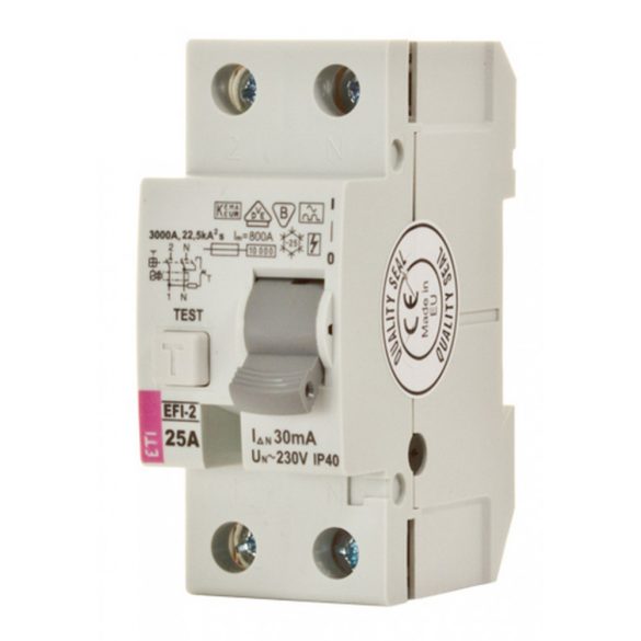 EFI áramvédő kapcsoló, A osztály, 63A, 30mA, 2P