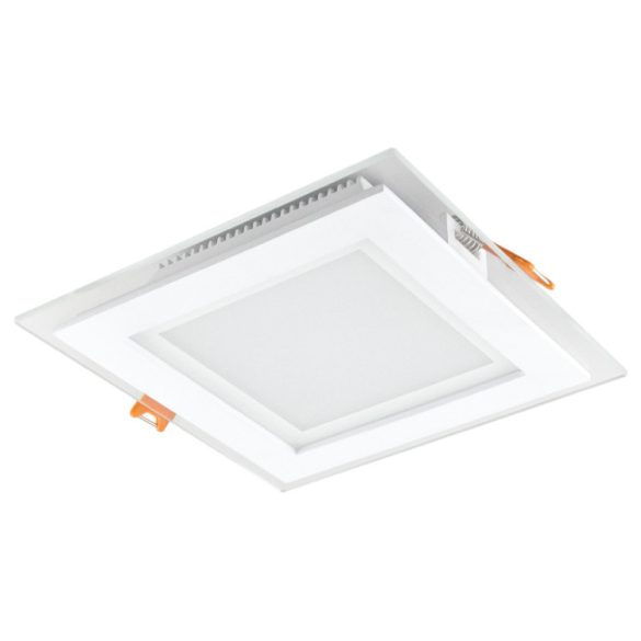 2R Capri S12 LED panel, 12W, szögletes, süllyesztett, üveg, természetes fehér