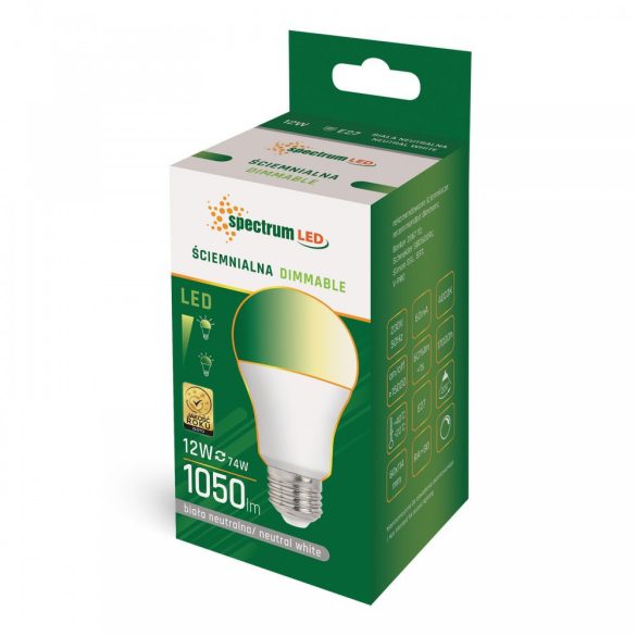 Spectrum Led LED, 12W, E27, természetes fehér, dimmelhető